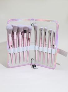10 piezas Juego de brochas de maquillaje asimétricas con mango hueco, incluye 1 brocha de maquillaje para recibir el paquete, brochas de maquillaje, brochas cosméticas, juego de brochas, kit de brochas de maquillaje, juego de brochas de maquillaje, juego de maquillaje completo, set de brochas de maquillaje, kit de maquillaje completo, kit de brochas, set de brochas de maquillaje, set de regalo de maquillaje, set - Rosa - Ver 4