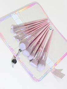 10 piezas Juego de brochas de maquillaje asimétricas con mango hueco, incluye 1 brocha de maquillaje para recibir el paquete, brochas de maquillaje, brochas cosméticas, juego de brochas, kit de brochas de maquillaje, juego de brochas de maquillaje, juego de maquillaje completo, set de brochas de maquillaje, kit de maquillaje completo, kit de brochas, set de brochas de maquillaje, set de regalo de maquillaje, set - Rosa - Ver 6