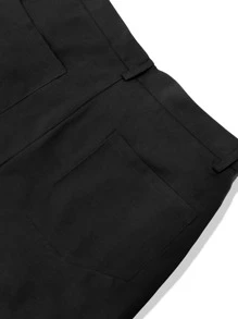 Claim Dot 男士斜口袋喇叭裤（无腰带），纯色街头时尚长款黑色裤子，适合送给老公、男朋友的礼物，秋季