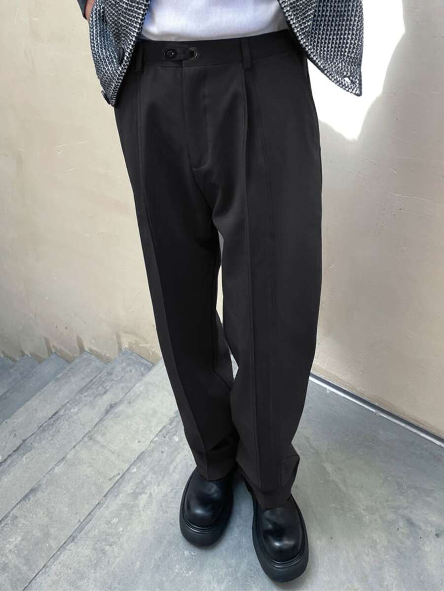 Manfinity 男士斜口袋西裝褲 - 黑色 - 查看 1