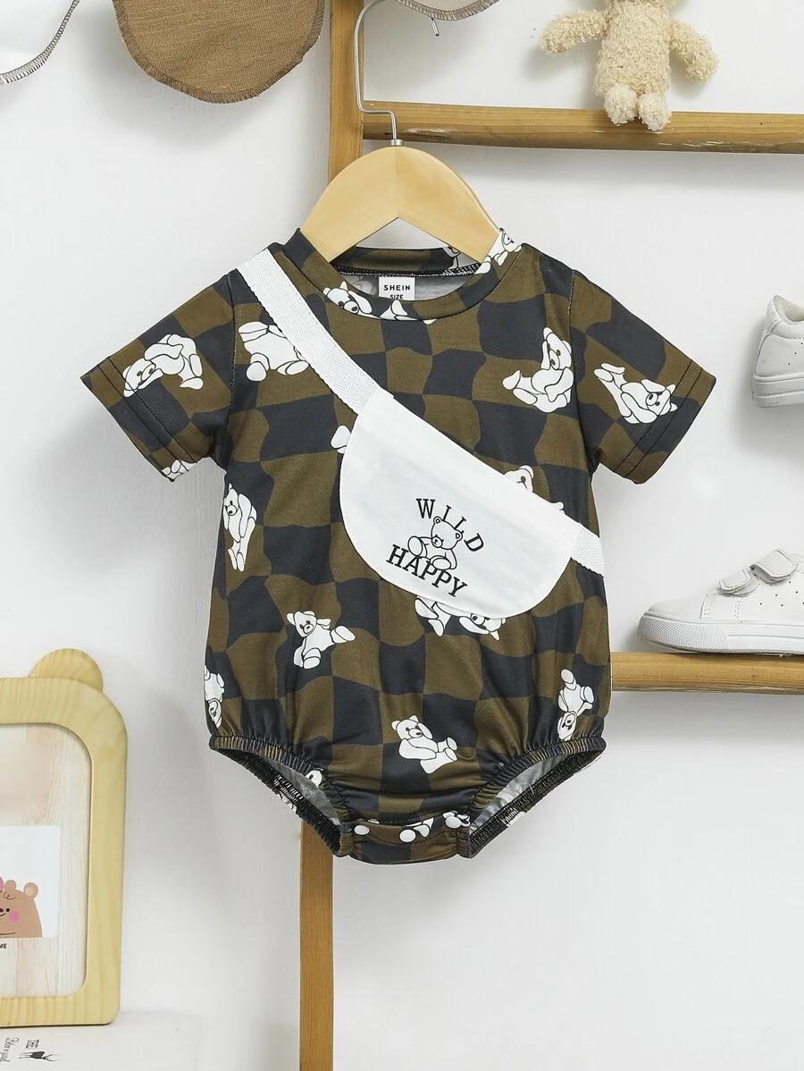 嬰兒卡通和字母圖案連體衣