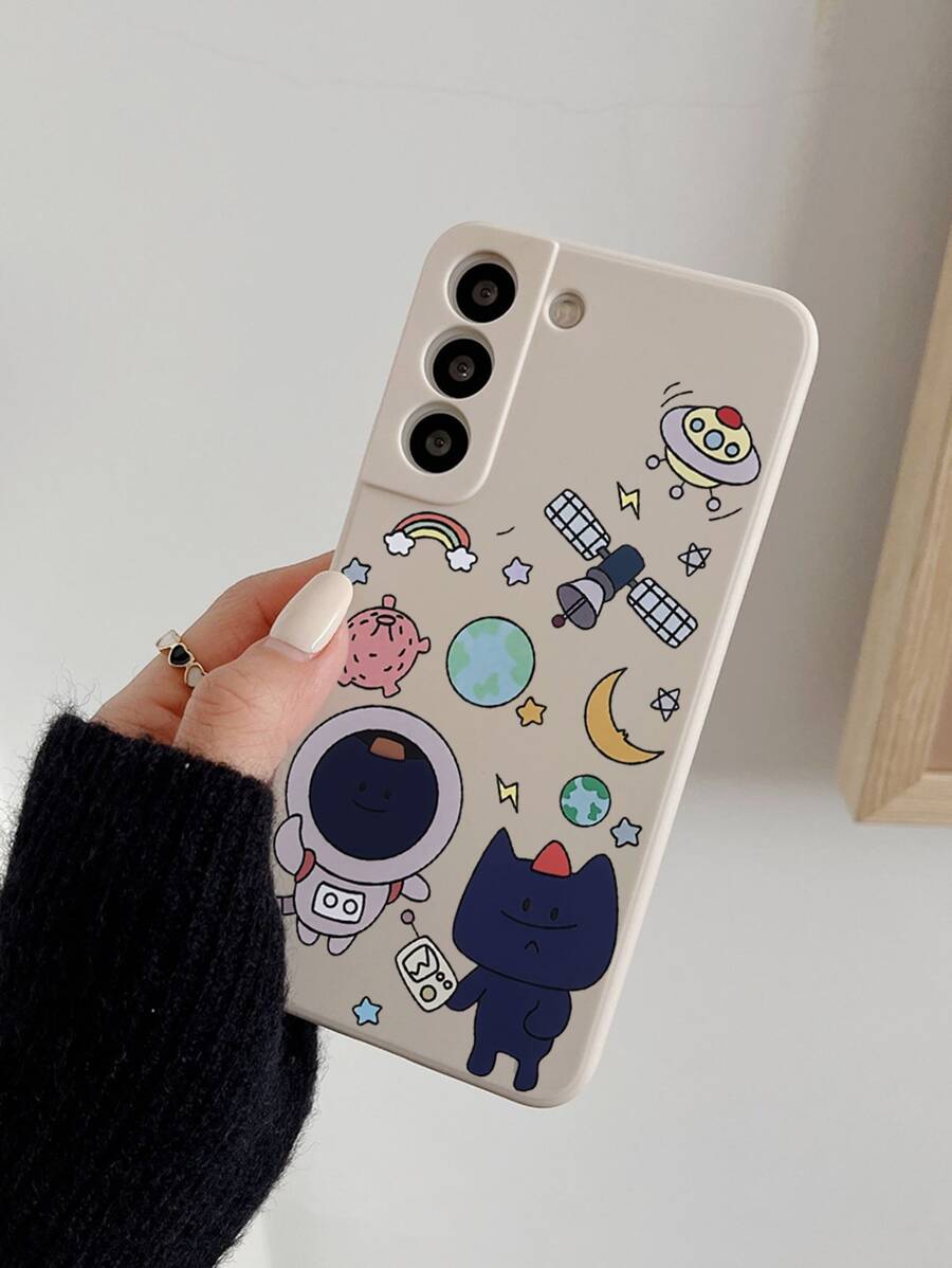 Vintage White Astronaut Cat Phone Case Compatible With Iphone 15/14/13/12/11, Xiaomi, Huawei, Samsung Protective Cover - Multicolor - View 1