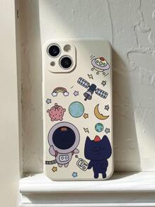Vintage White Astronaut Cat Phone Case Compatible With Iphone 15/14/13/12/11, Xiaomi, Huawei, Samsung Protective Cover - Multicolor - View 2