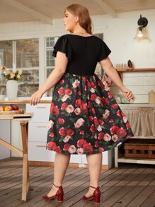 SHEIN Clasi 1 pieza Vestido con estampado floral de manga mariposa - Multicolor - Ver 8