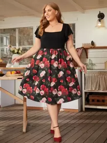 SHEIN Clasi 1 pieza Vestido con estampado floral de manga mariposa - Multicolor - Ver 6