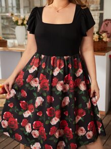 SHEIN Clasi 1 pieza Vestido con estampado floral de manga mariposa - Multicolor - Ver 4