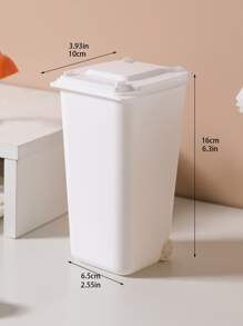 1pc Random Desktop Storage Bucket With Cartoon Sticker - White - View 2