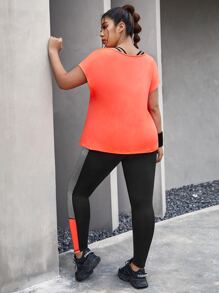 Plus Letter Graphic Sports Tee & Leggings - Multicolor - View 2