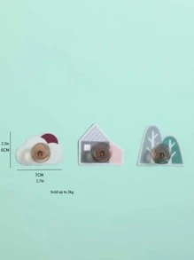 3pcs Tree & House Shaped Punch-free Bathroom Hook - Multicolor - View 2