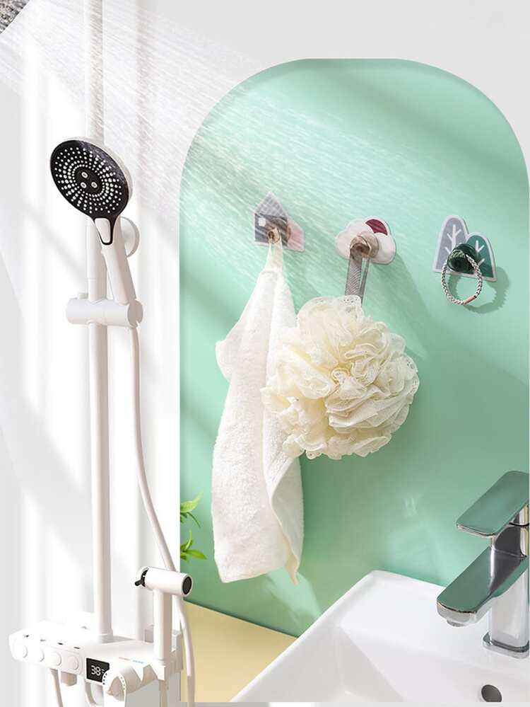 3pcs Tree & House Shaped Punch-free Bathroom Hook - Multicolor - View 3