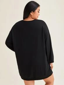 SCOOBY-DOO X SHEIN Plus Cartoon Graphic Drop Shoulder Sweatshirt Dress - Black - View 2