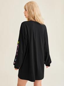 SCOOBY-DOO X SHEIN Áo thun nữ Hoạt hình Lá thư Giải trí - màu đen - Xem 2