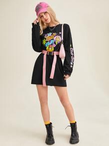 SCOOBY-DOO X SHEIN Áo thun nữ Hoạt hình Lá thư Giải trí - màu đen - Xem 3