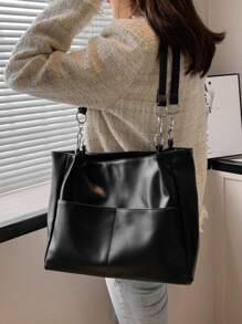 Minimalist Chain Shoulder Tote Bag For Teen Girls Women College Students, Rookies & White-Collar , Commute Best Bag For Women, Business Casual Women Bag, Perfect For Office, Business And Work Back To School, Large Capacity, Suitable For Teen Girls Women College Students College, Work, Business, Commute, Outdoors, Travel, Outings, Japanese Bag, Work Bag Women, Ideal For Everyday Elegance & Special Occasions, Street & Japanese Bag For Women, New Fashionable Big Bags For Women