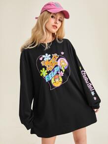 SCOOBY-DOO X SHEIN Áo thun nữ Hoạt hình Lá thư Giải trí - màu đen - Xem 6