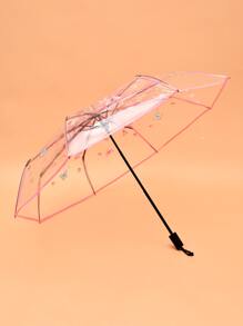 1 pieza Paraguas con mariposa & con patrón floral transparente - transparente - Ver 5