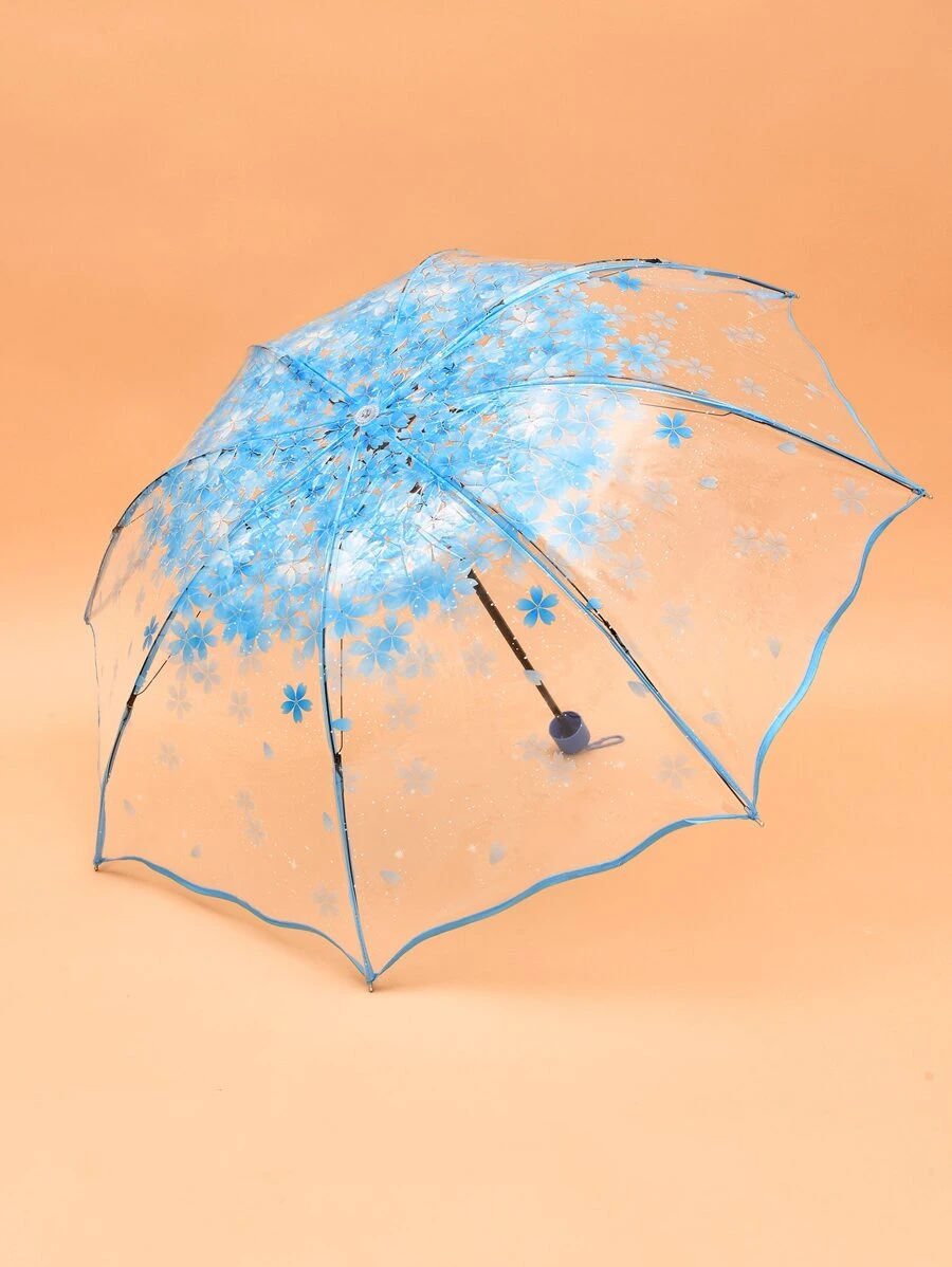 1 pieza Paraguas con patrón floral transparente - transparente - Ver 1