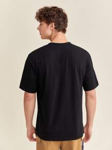 SCOOBY-DOO X SHEIN 男士卡通和字母圖案T恤 - 黑色 - 查看 2