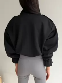 DAZY Cazadora con bolsillo con solapa de manga con volante bajo con cordón - Negro - Ver 2