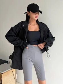 DAZY Cazadora con bolsillo con solapa de manga con volante bajo con cordón - Negro - Ver 6