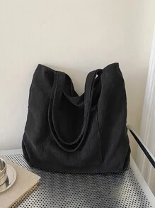Bolso de compras minimalista para hombre, bolso de playa, bolso de compras, bolso reutilizable, bolso de lona, bolso escolar para viajes, universidad, escuela - Negro - Ver 2