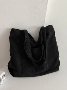Bolso de compras minimalista para hombre, bolso de playa, bolso de compras, bolso reutilizable, bolso de lona, bolso escolar para viajes, universidad, escuela - Negro - Ver 3