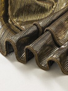 Chica preadolescente Vestido de fiesta ribete con fruncido bajo sirena - Dorado - Ver 4