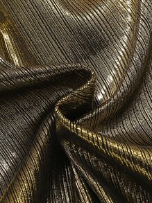 Chica preadolescente Vestido de fiesta ribete con fruncido bajo sirena - Dorado - Ver 6