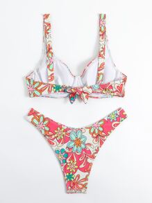 SHEIN Swim Floral Print Underwire Summer Beach Bikini Set - Multicolor - View 3