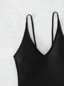 Lace Up Side One Piece Swimsuit, For Summer Beach Vacation - Black - View 3