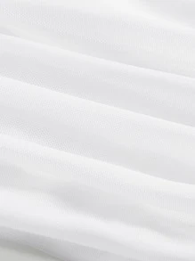 SHEIN MOD Off Shoulder Exaggerated Ruffle Trim Ruched Mesh Bodycon Dress - White - View 4