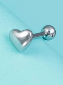 Trang Trí Trái Tim Lưỡi Barbell Nhẫn Thép Không Gỉ Phổ Biến Cơ Thể Trang Sức Quà Tặng Cho Phụ Nữ Và Nam Giới - Bạc - Xem 3