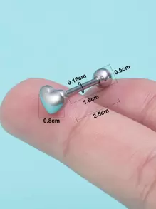 Trang Trí Trái Tim Lưỡi Barbell Nhẫn Thép Không Gỉ Phổ Biến Cơ Thể Trang Sức Quà Tặng Cho Phụ Nữ Và Nam Giới - Bạc - Xem 5