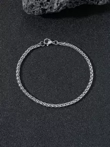 Những người đàn ông thời trang và phổ biến Vòng tay chuỗi tối giản bằng thép không gỉ Phong cách Punk Hip Pop cho món quà trang sức và cho một vẻ ngoài sành điệu - Bạc - Xem 2