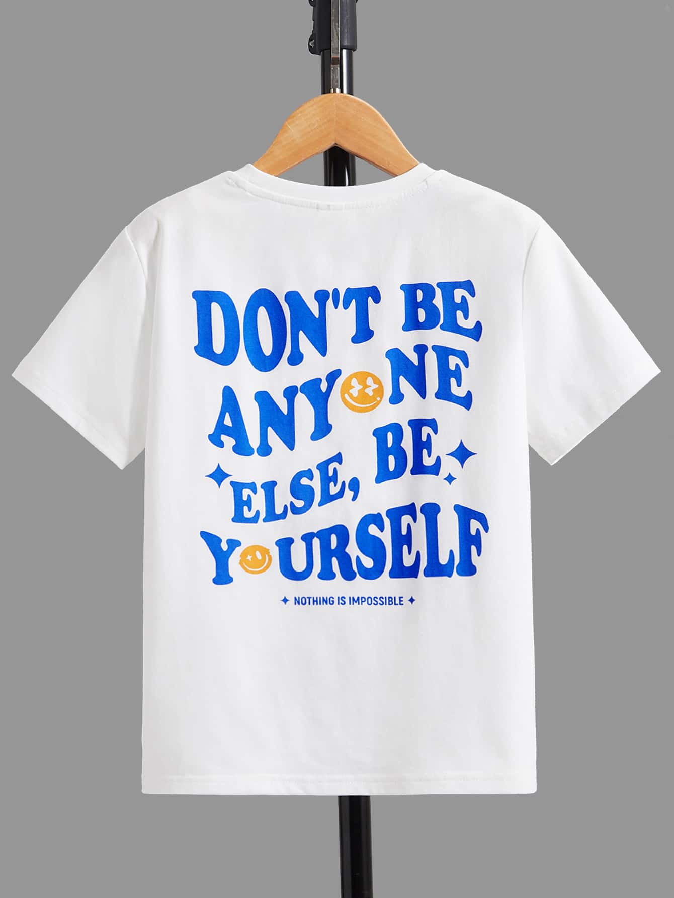 SHEIN Tween Boy Slogan & Cartoon Face Print Tee