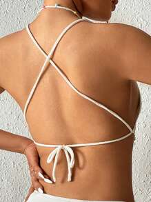 Shell Decor Halter Cover Up - White - View 2