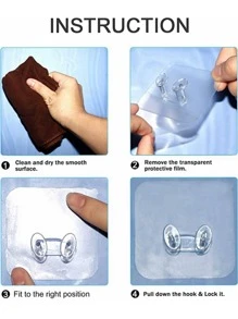 5入組透明免打孔浴室牆面掛鉤