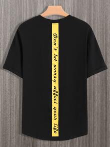 Manfinity Men Letter Graphic Tee - Black - View 3