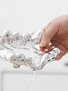 1 pieza Jabonera de color metálico con textura - Plateado - Ver 6