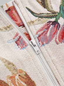 SHEIN MOD 印花荷葉袖雞心領口襯衫 - 白色 - 查看 4