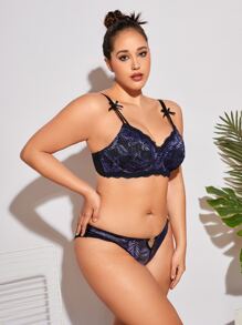 Set de lencería con encaje floral con aro - Multicolor - Ver 5