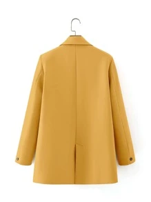 SHEIN Essnce 雙排扣翻領西裝外套 - 黃色 - 查看 2