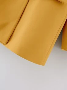 SHEIN Essnce 雙排扣翻領西裝外套 - 黃色 - 查看 5