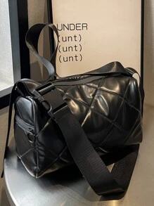 Quilted Detail Zipper Hobo Bag