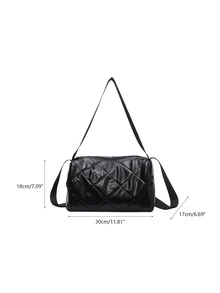 Quilted Detail Zipper Hobo Bag