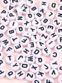 100 顆白底黑字壓克力平面壓克力珠可用於製作 DIY 珠寶配件 - 黑與白 - 查看 1