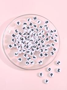 100 顆白底黑字壓克力平面壓克力珠可用於製作 DIY 珠寶配件 - 黑與白 - 查看 2