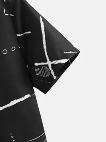 SHEIN 男孩圖案印花襯衫 - 黑色 - 查看 4