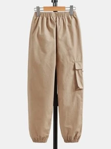 SHEIN 男孩龍圖案翻蓋口袋工裝褲