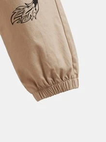 SHEIN 男孩龍圖案翻蓋口袋工裝褲